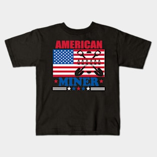 American Flag Miner Kids T-Shirt